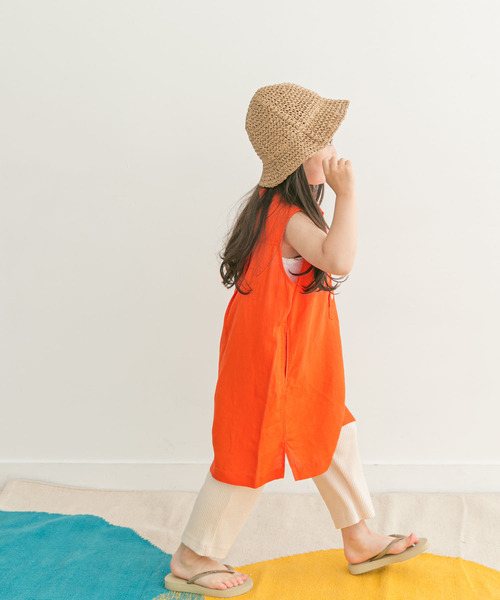 FORK&SPOON（フォークアンドスプーン）の「『親子リンク』FORK&SPOON　ノースリーブシャツワンピース(KIDS)（ワンピース・キッズ・オレンジ/ブラック・135/105/120）」の21枚目の写真