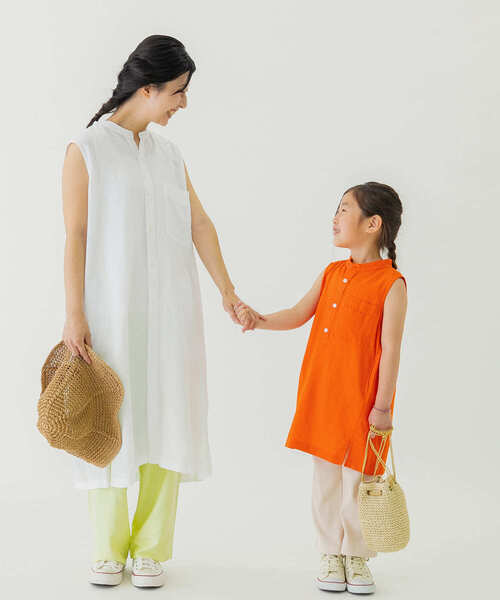 FORK&SPOON（フォークアンドスプーン）の「『親子リンク』FORK&SPOON　ノースリーブシャツワンピース(KIDS)（ワンピース・キッズ・オレンジ/ブラック・135/105/120）」の18枚目の写真