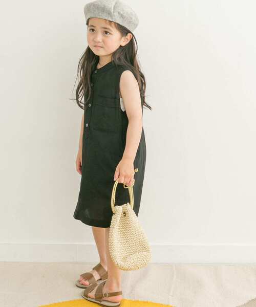 FORK&SPOON（フォークアンドスプーン）の「『親子リンク』FORK&SPOON　ノースリーブシャツワンピース(KIDS)（ワンピース・キッズ・オレンジ/ブラック・135/105/120）」の14枚目の写真