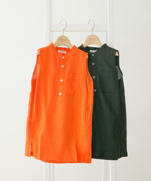 FORK&SPOON（フォークアンドスプーン）の「『親子リンク』FORK&SPOON　ノースリーブシャツワンピース(KIDS)（ワンピース・キッズ・オレンジ/ブラック・135/105/120）」の9枚目の写真