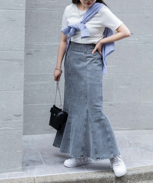 WEGO（ウィゴー）の「WEGO/【一部店舗限定】デニムマーメイドスカート（デニムスカート・レディース・スカイブルー/ブラック系その他・FREE）」の3枚目の写真