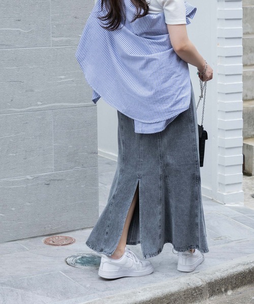 WEGO（ウィゴー）の「WEGO/【一部店舗限定】デニムマーメイドスカート（デニムスカート・レディース・スカイブルー/ブラック系その他・FREE）」の6枚目の写真