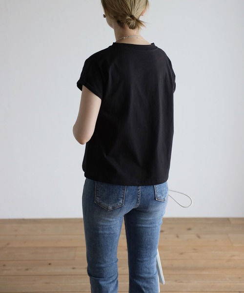 Bonjour Sagan（ボンジュールサガン）の「袖ロールアップTシャツ（Tシャツ/カットソー・レディース・ライトグレー/ブラック/オフホワイト/ライトカーキ・FREE）」の11枚目の写真