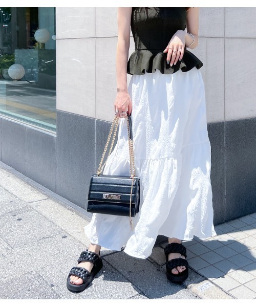 PRIORITY（プライオリティー）の「【Priority/プライオリティー】ティアードスカート（スカート・レディース・ブラック/オフホワイト・FREE）」の2枚目の写真