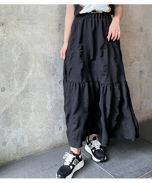 PRIORITY（プライオリティー）の「【Priority/プライオリティー】ティアードスカート（スカート・レディース・ブラック/オフホワイト・FREE）」の8枚目の写真