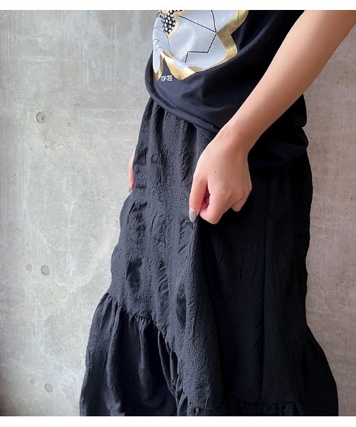 PRIORITY（プライオリティー）の「【Priority/プライオリティー】ティアードスカート（スカート・レディース・ブラック/オフホワイト・FREE）」の6枚目の写真