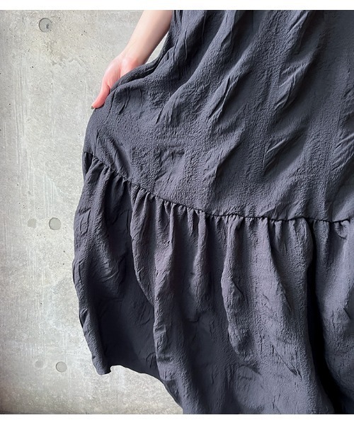 PRIORITY（プライオリティー）の「【Priority/プライオリティー】ティアードスカート（スカート・レディース・ブラック/オフホワイト・FREE）」の5枚目の写真