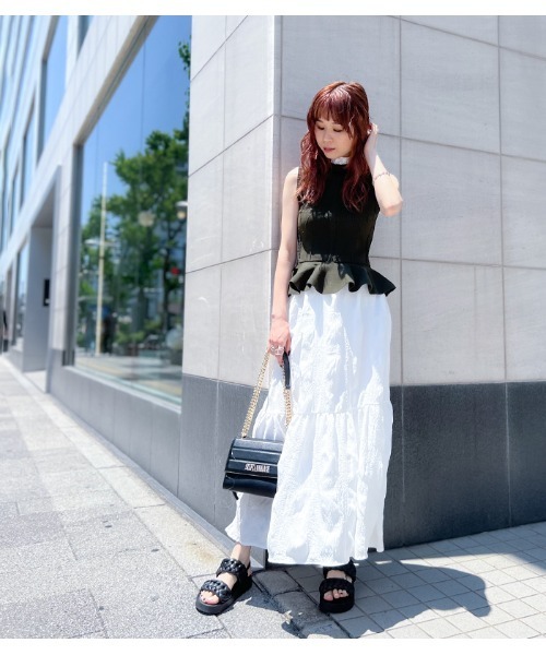 PRIORITY（プライオリティー）の「【Priority/プライオリティー】ティアードスカート（スカート・レディース・ブラック/オフホワイト・FREE）」の15枚目の写真