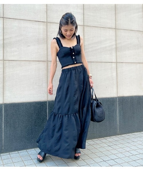 PRIORITY（プライオリティー）の「【Priority/プライオリティー】ティアードスカート（スカート・レディース・ブラック/オフホワイト・FREE）」の17枚目の写真