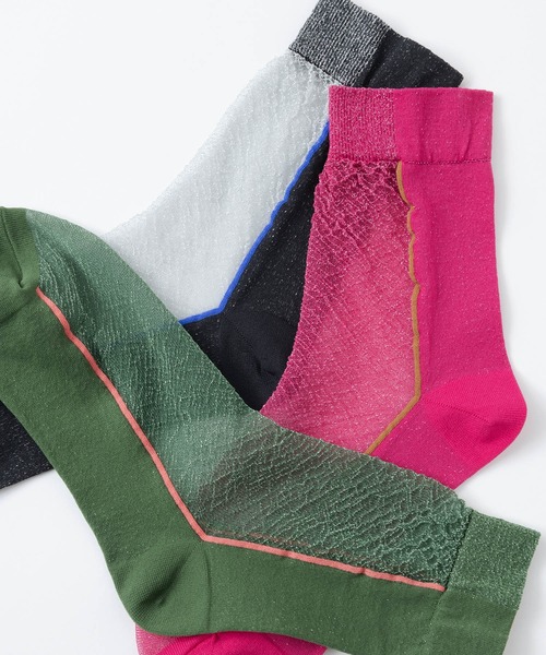 Tricote（トリコテ）の「TRICOTE トリコテ / HALF SHEER SOCKS ハーフシアーソックス / TR21SO001（ソックス/靴下・レディース・ワイン/グリーン・23-25）」の8枚目の写真