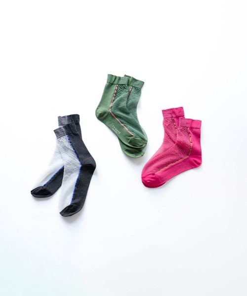 Tricote（トリコテ）の「TRICOTE トリコテ / HALF SHEER SOCKS ハーフシアーソックス / TR21SO001（ソックス/靴下・レディース・ワイン/グリーン・23-25）」の3枚目の写真