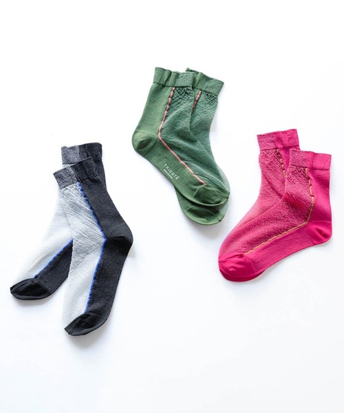 Tricote（トリコテ）の「TRICOTE トリコテ / HALF SHEER SOCKS ハーフシアーソックス / TR21SO001（ソックス/靴下・レディース・ワイン/グリーン・23-25）」の9枚目の写真