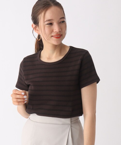 OPAQUE.CLIP(オペークドットクリップ)の「◆リブボーダーTシャツ【WEB限定サイズ】(Tシャツ/カットソー・レディース・ホワイト系5/ダークブラウン系2・36/38/40)」の2枚目の写真