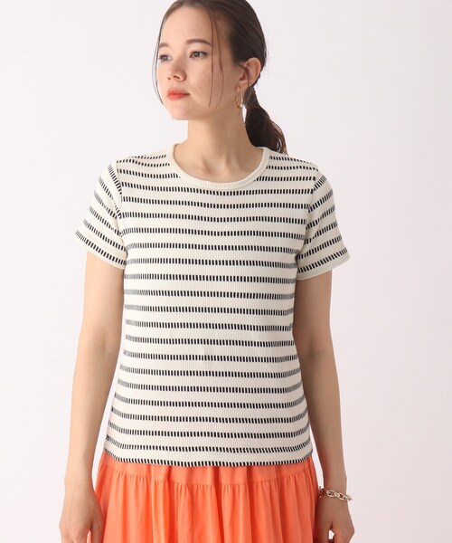 OPAQUE.CLIP(オペークドットクリップ)の「◆リブボーダーTシャツ【WEB限定サイズ】(Tシャツ/カットソー・レディース・ホワイト系5/ダークブラウン系2・36/38/40)」の4枚目の写真