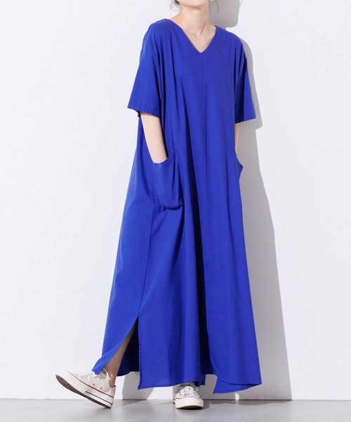 セール Web限定 別注 ストンと羽織ればコーデが完成する フレンチリネンブレンドvネック半袖ワンピース ワンピース Hunch ハンチ のファッション通販 Zozotown