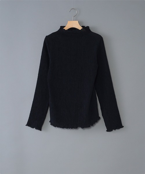 WHYTO.(ホワイト)の「「WHYTO. / ホワイト」Shirring mock neck tops(シャツ/ブラウス・レディース・ブラック/オフホワイト/ブルーグレー・38/36)」の3枚目の写真