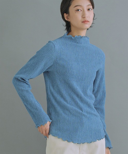 WHYTO.(ホワイト)の「「WHYTO. / ホワイト」Shirring mock neck tops(シャツ/ブラウス・レディース・ブラック/オフホワイト/ブルーグレー・38/36)」の8枚目の写真