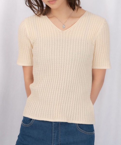 Loco Ocean(ロコオーシャン)の「サマーニットプルオーバー(Tシャツ/カットソー・レディース・オフホワイト/グリーン/モカ・FREE)」の3枚目の写真