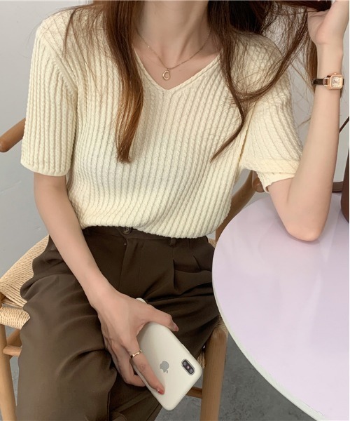 Loco Ocean(ロコオーシャン)の「サマーニットプルオーバー(Tシャツ/カットソー・レディース・オフホワイト/グリーン/モカ・FREE)」の4枚目の写真