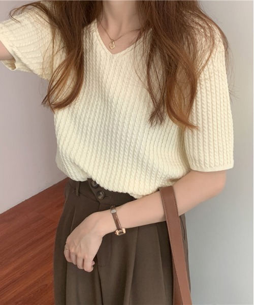 Loco Ocean(ロコオーシャン)の「サマーニットプルオーバー(Tシャツ/カットソー・レディース・オフホワイト/グリーン/モカ・FREE)」の6枚目の写真