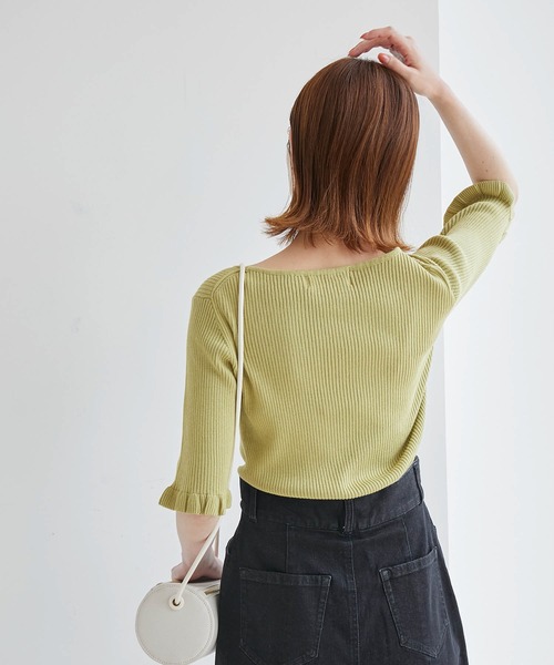 ROPE' PICNIC（ロペピクニック）の「TRUE COTTON/袖フリルニットプルオーバー（ニット/セーター・レディース・ライトグレー/ブラック/イエロー/ブルー/グリーン・38）」の5枚目の写真