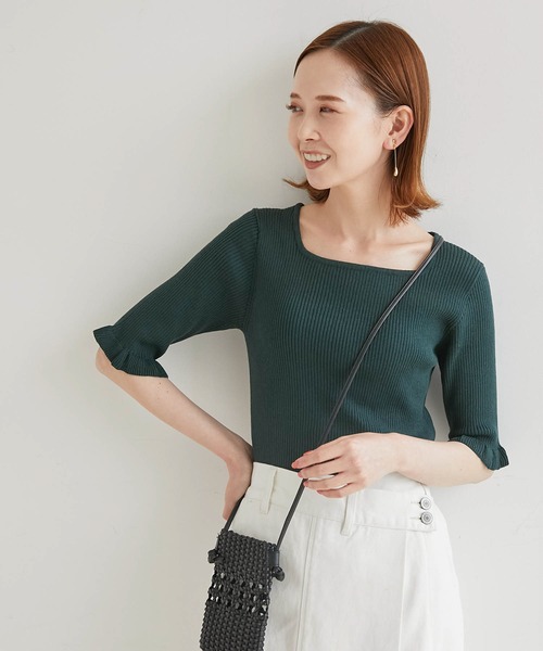 ROPE' PICNIC（ロペピクニック）の「TRUE COTTON/袖フリルニットプルオーバー（ニット/セーター・レディース・ライトグレー/ブラック/イエロー/ブルー/グリーン・38）」の4枚目の写真