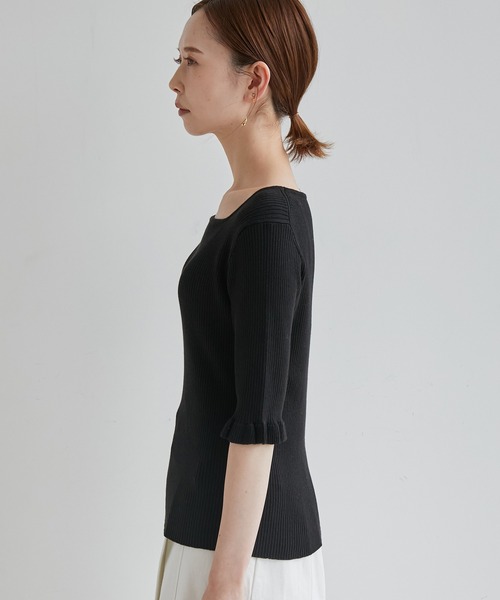 ROPE' PICNIC（ロペピクニック）の「TRUE COTTON/袖フリルニットプルオーバー（ニット/セーター・レディース・ライトグレー/ブラック/イエロー/ブルー/グリーン・38）」の16枚目の写真