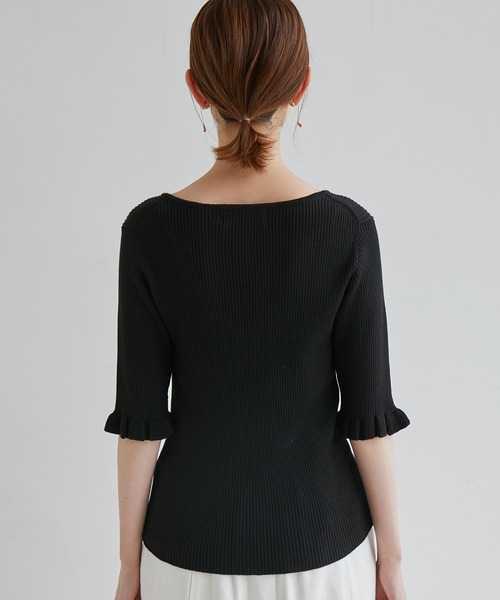 ROPE' PICNIC（ロペピクニック）の「TRUE COTTON/袖フリルニットプルオーバー（ニット/セーター・レディース・ライトグレー/ブラック/イエロー/ブルー/グリーン・38）」の21枚目の写真