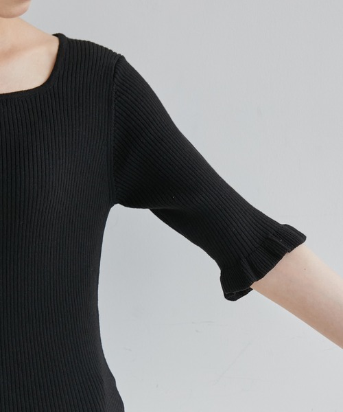 ROPE' PICNIC（ロペピクニック）の「TRUE COTTON/袖フリルニットプルオーバー（ニット/セーター・レディース・ライトグレー/ブラック/イエロー/ブルー/グリーン・38）」の14枚目の写真