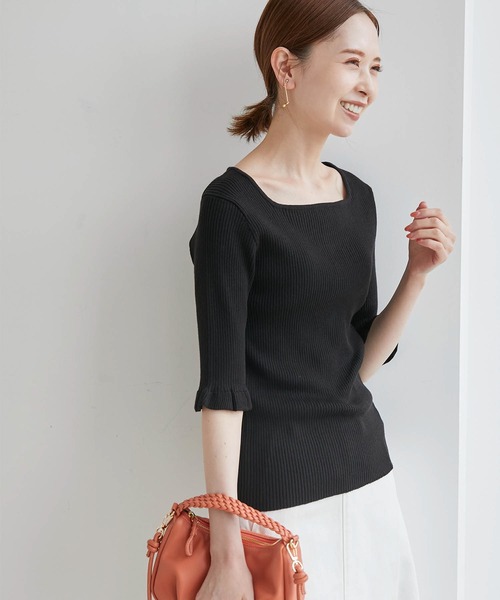 ROPE' PICNIC（ロペピクニック）の「TRUE COTTON/袖フリルニットプルオーバー（ニット/セーター・レディース・ライトグレー/ブラック/イエロー/ブルー/グリーン・38）」の9枚目の写真