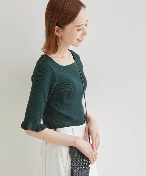 ROPE' PICNIC（ロペピクニック）の「TRUE COTTON/袖フリルニットプルオーバー（ニット/セーター・レディース・ライトグレー/ブラック/イエロー/ブルー/グリーン・38）」の11枚目の写真