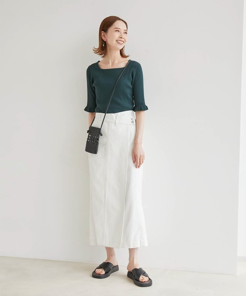 ROPE' PICNIC（ロペピクニック）の「TRUE COTTON/袖フリルニットプルオーバー（ニット/セーター・レディース・ライトグレー/ブラック/イエロー/ブルー/グリーン・38）」の7枚目の写真