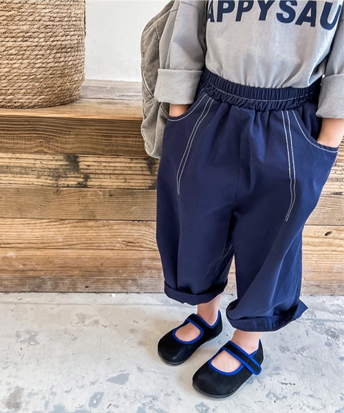 aimoha（アイモハ）の「aimoha-KIDS- 子供服飾りステッチテーパードパンツ（チノパンツ・キッズ・ベージュ/ブルー・90/100/110/120/80/130）」の6枚目の写真