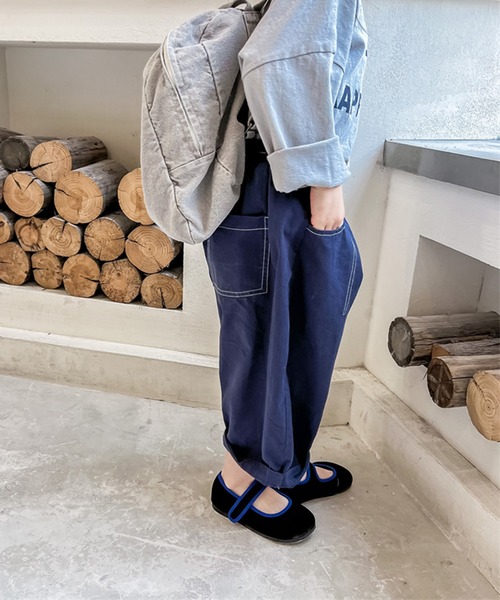 aimoha（アイモハ）の「aimoha-KIDS- 子供服飾りステッチテーパードパンツ（チノパンツ・キッズ・ベージュ/ブルー・90/100/110/120/80/130）」の11枚目の写真