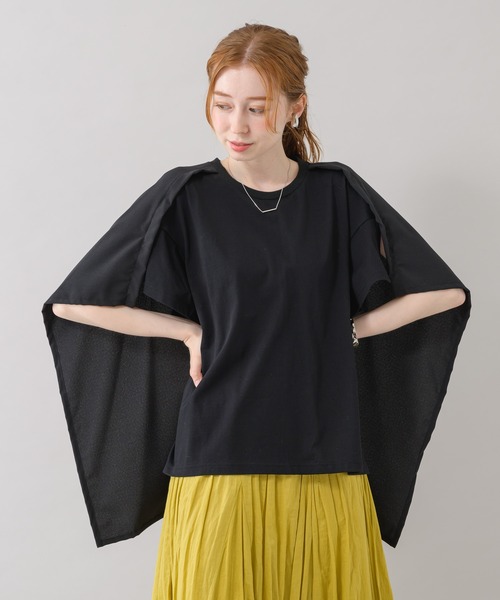 Paradise Picnic（パラダイスピクニック）の「1% カット＆布帛プルオーバー（Tシャツ/カットソー・レディース・ブラック/ベージュ/ネイビー・FREE）」の2枚目の写真