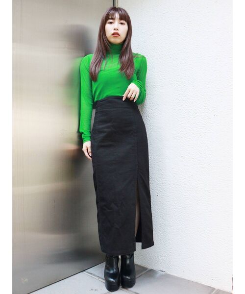MURUA(ムルーア)の「シアーハイネックトップス(Tシャツ/カットソー・レディース・ブラック/パープル/オレンジ/ブルー/グリーン/アイボリー・FREE)」の7枚目の写真
