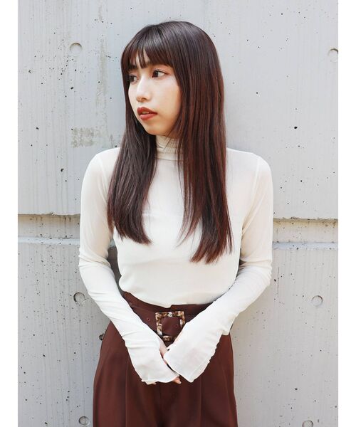 MURUA(ムルーア)の「シアーハイネックトップス(Tシャツ/カットソー・レディース・ブラック/パープル/オレンジ/ブルー/グリーン/アイボリー・FREE)」の10枚目の写真