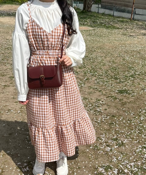 fiere（フィエール）の「フレンチギンガムチェックキャミワンピ（ワンピース・レディース・ブルー/オレンジ/ブラック・FREE）」の17枚目の写真