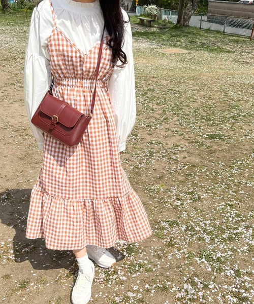 fiere（フィエール）の「フレンチギンガムチェックキャミワンピ（ワンピース・レディース・ブルー/オレンジ/ブラック・FREE）」の18枚目の写真