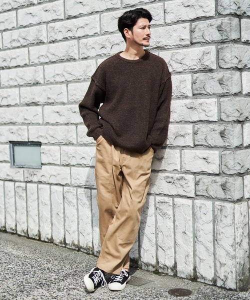 ADPOSION（アドポーション）の「ファンシーヤーン 畦編みクルーネックニット（ニット/セーター・メンズ・チャコールグレー/ベージュ/レッド/ブルー・MEDIUM/LARGE/X-LARGE）」の5枚目の写真