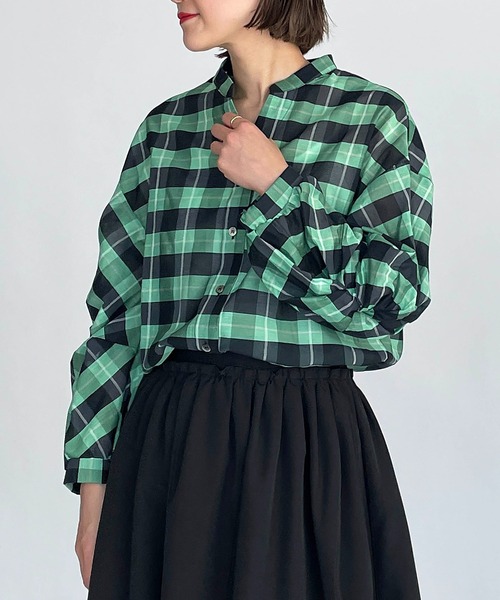 DIARIUM（ディアリウム）の「チェックツイストスリーブブラウス（シャツ/ブラウス・レディース・グリーン/アイボリー・M）」の12枚目の写真