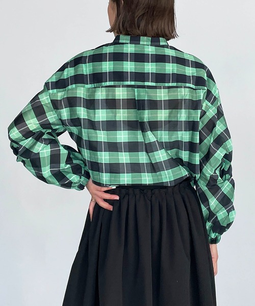 DIARIUM（ディアリウム）の「チェックツイストスリーブブラウス（シャツ/ブラウス・レディース・グリーン/アイボリー・M）」の15枚目の写真