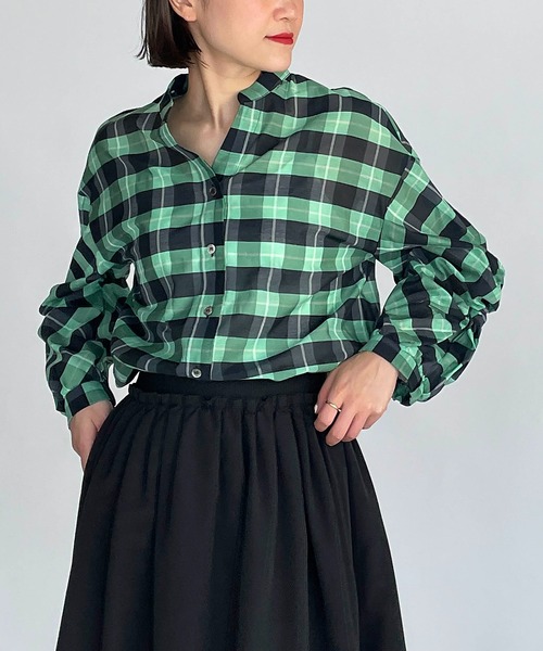 DIARIUM（ディアリウム）の「チェックツイストスリーブブラウス（シャツ/ブラウス・レディース・グリーン/アイボリー・M）」の16枚目の写真