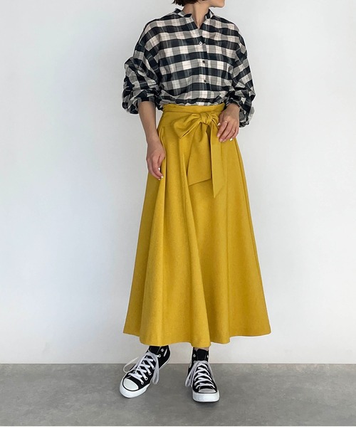 DIARIUM（ディアリウム）の「チェックツイストスリーブブラウス（シャツ/ブラウス・レディース・グリーン/アイボリー・M）」の8枚目の写真