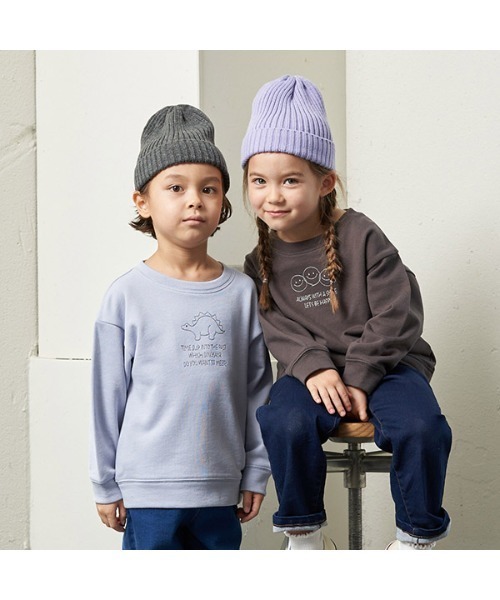 b・ROOM（ビールーム）の「【表コットン毛玉バイバイ】アソートステッチ刺繍ドロップスエット（スウェット・キッズ・チャコール/ベージュ/レンガ/ネイビー/ブルーグレー/アイボリー・130cm/100cm/110cm/140cm/120cm）」の14枚目の写真