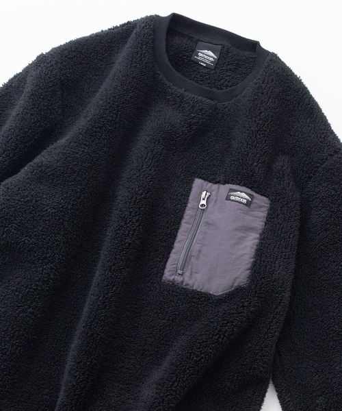 OUTDOOR PRODUCTS（アウトドアプロダクツ）の「【OUTDOOR PRODUCTS/アウトドアプロダクツ】防風ボアトレーナー クルーネック ワンポイントブランドロゴ（スウェット・メンズ・ベージュ/グレー/アイボリー/ブラック・LARGE/MEDIUM/X-LARGE）」の2枚目の写真