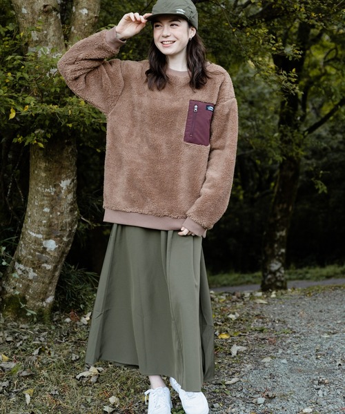 OUTDOOR PRODUCTS（アウトドアプロダクツ）の「【OUTDOOR PRODUCTS/アウトドアプロダクツ】防風ボアトレーナー クルーネック ワンポイントブランドロゴ（スウェット・メンズ・ベージュ/グレー/アイボリー/ブラック・LARGE/MEDIUM/X-LARGE）」の11枚目の写真