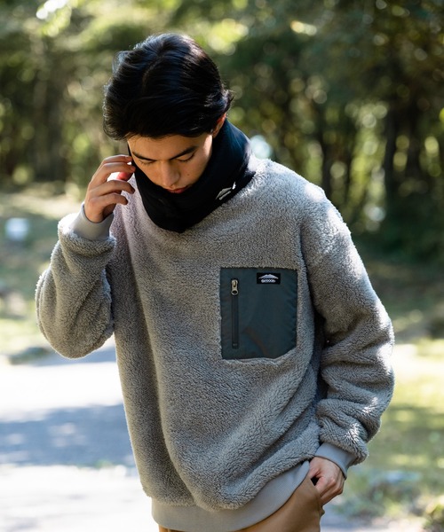 OUTDOOR PRODUCTS（アウトドアプロダクツ）の「【OUTDOOR PRODUCTS/アウトドアプロダクツ】防風ボアトレーナー クルーネック ワンポイントブランドロゴ（スウェット・メンズ・ベージュ/グレー/アイボリー/ブラック・LARGE/MEDIUM/X-LARGE）」の17枚目の写真