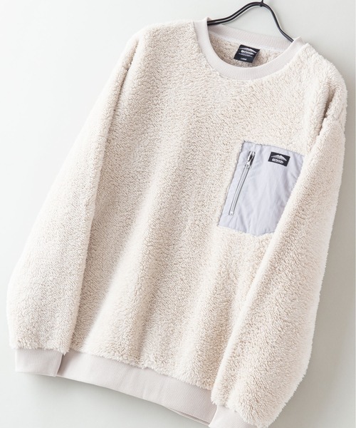 OUTDOOR PRODUCTS（アウトドアプロダクツ）の「【OUTDOOR PRODUCTS/アウトドアプロダクツ】防風ボアトレーナー クルーネック ワンポイントブランドロゴ（スウェット・メンズ・ベージュ/グレー/アイボリー/ブラック・LARGE/MEDIUM/X-LARGE）」の5枚目の写真