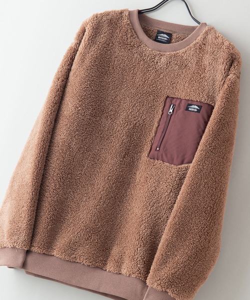 OUTDOOR PRODUCTS（アウトドアプロダクツ）の「【OUTDOOR PRODUCTS/アウトドアプロダクツ】防風ボアトレーナー クルーネック ワンポイントブランドロゴ（スウェット・メンズ・ベージュ/グレー/アイボリー/ブラック・LARGE/MEDIUM/X-LARGE）」の6枚目の写真